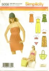 5008  Simplicity  COVER UPS, PANTS, 2 PC SWIMSUIT, TOTE JUNIOR PATTERN 7/8-15/16 uncit